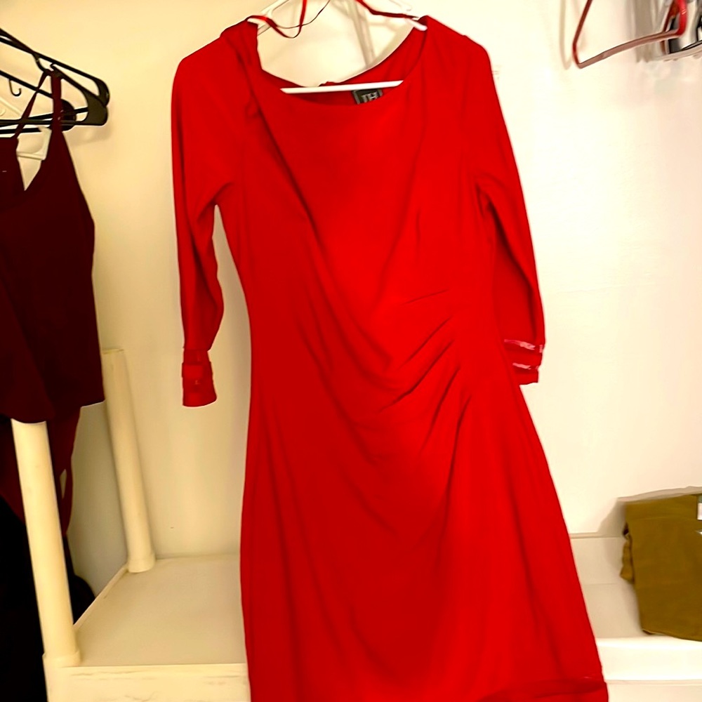 Red dress below the knee